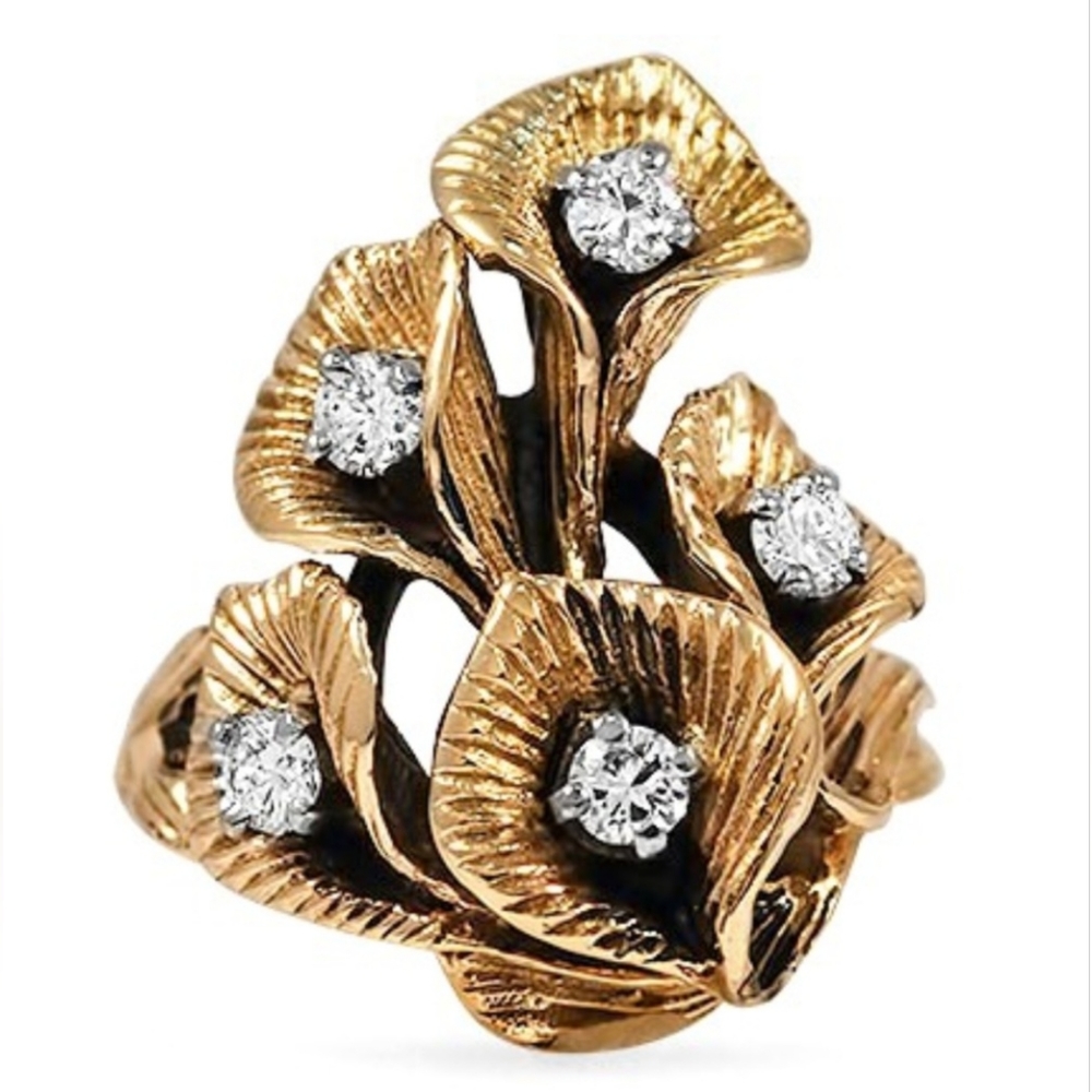 The Elspeth Ring - Vintage Gold & Diamond Floral